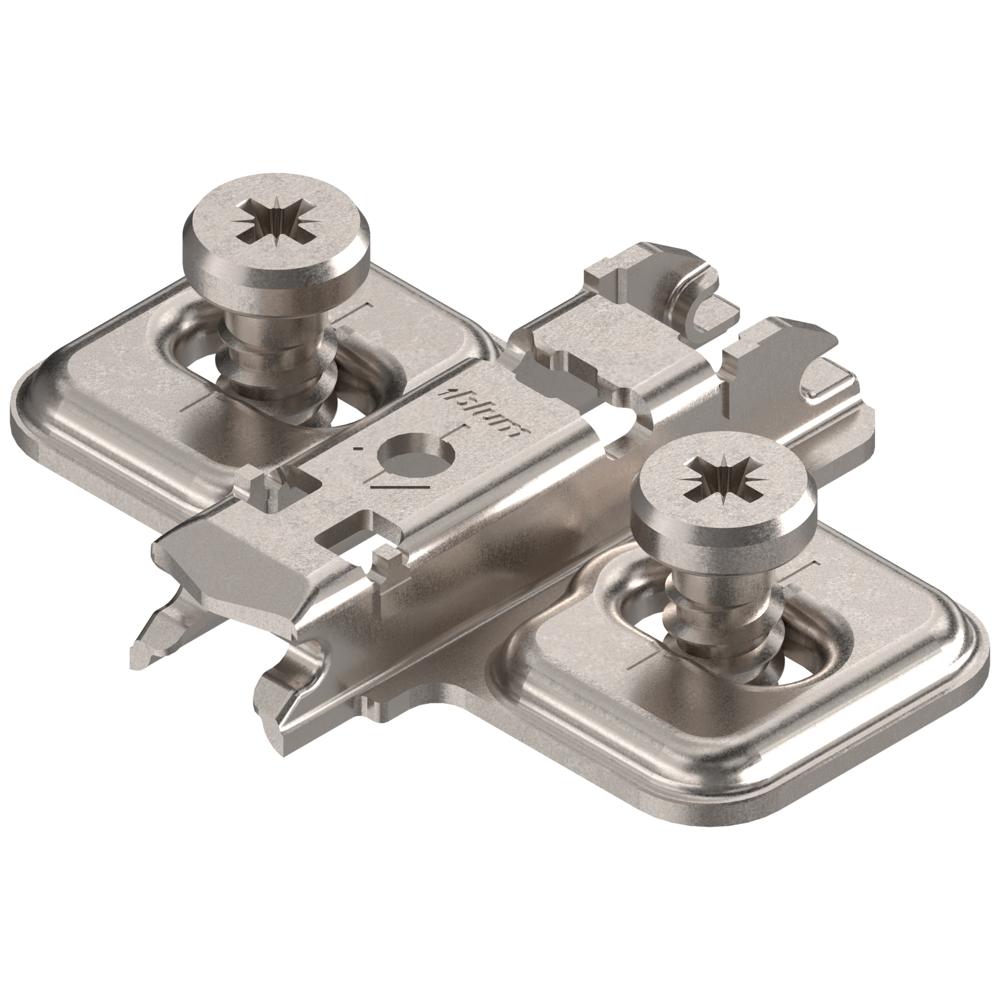 Ответная планка Блюм CLIP, крест., 0 мм, сталь, предварительно вмонтированные евровинты, Регулировка по высоте: продольное отверстие
