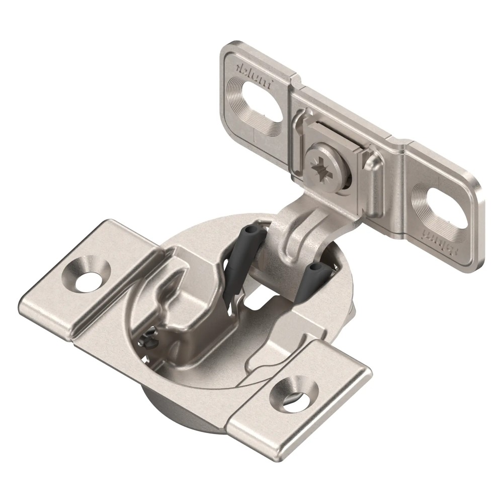 Петля Блюм COMPACT 107°, наложение 1 3/8" или более, с пружиной, с ответной планкой, на саморезы