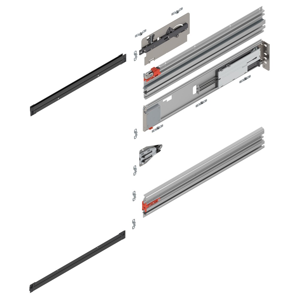 Направляющая дверного модуля Блюм для однодверной конструкции корпуса, комплект для 1 двери, НД=800 мм, прав., алюминий