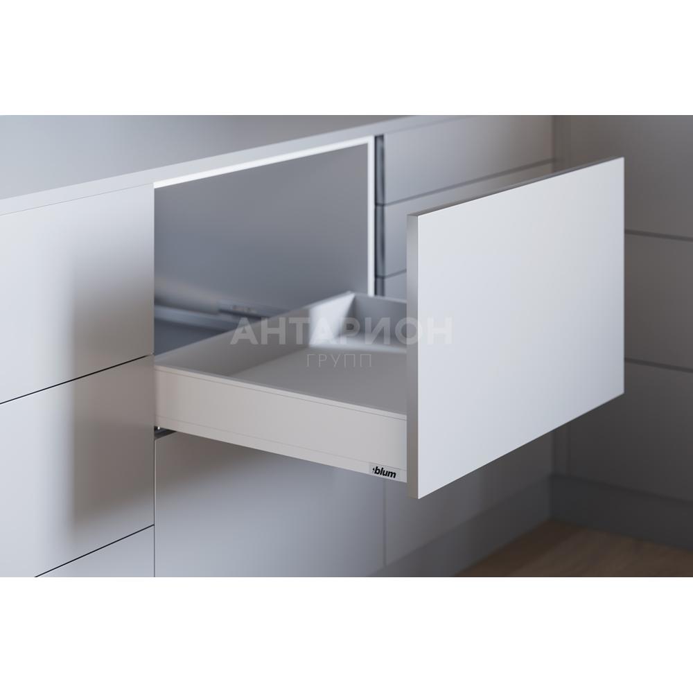 Комплект ящика Блюм LEGRABOX pure, cтандартный ящик BLUMOTION, высота M 350 белый шелк