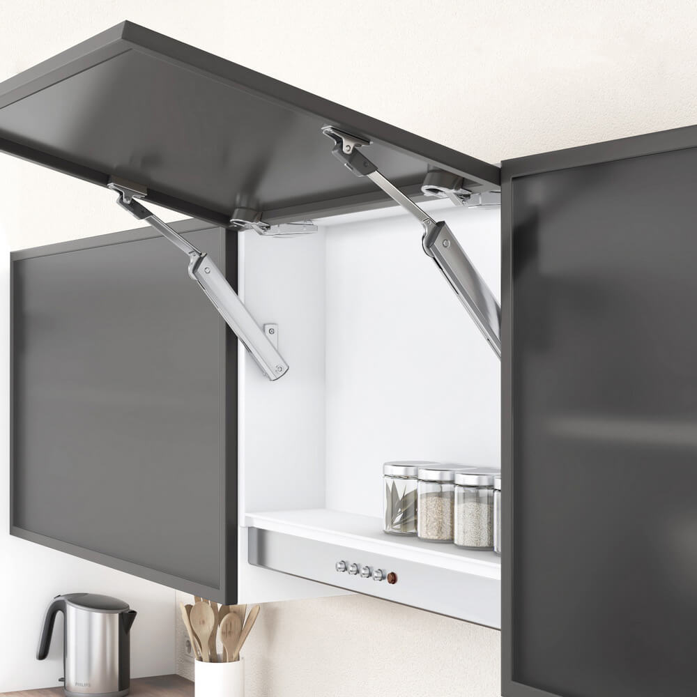 Комплект подъёмника Блюм AVENTOS HK-XS узкая АЛЮМ. рамка, cиловой механизм 11 BLUMOTION, 2 петли, 2 механизма