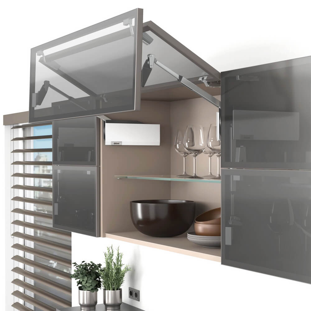 Комплект подъёмника Блюм AVENTOS HF top узкие алюминиевые рамки 25/35 белый