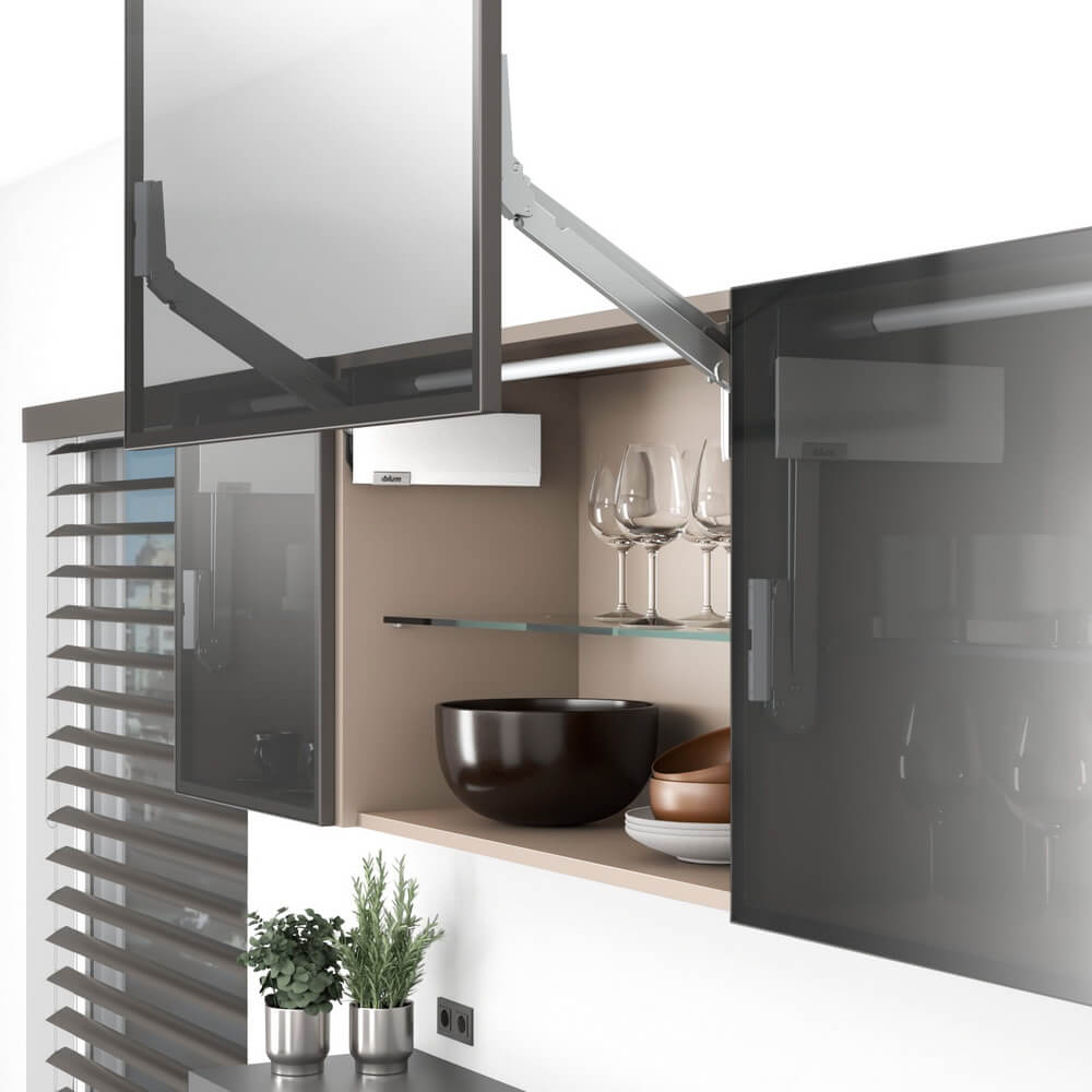 Комплект подъёмника Блюм AVENTOS HL top 25/39 узкая алюминиевая рамка, БЕЛЫЙ
