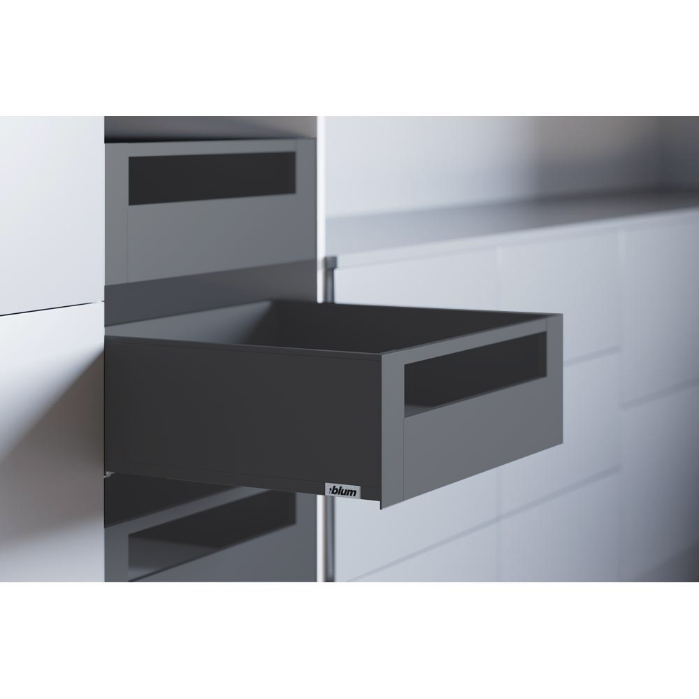 Комплект ящика Блюм LEGRABOX pure, внутренний ящик с релингом TIP-ON BLUMOTION высота C, 500 мм, КАРБОН черный мат. 70кг