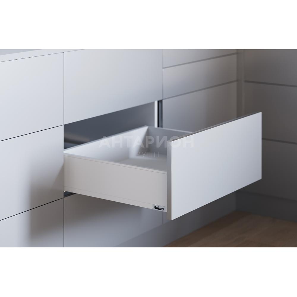 Комплект ящика Блюм LEGRABOX pure, cтандартный ящик BLUMOTION, высота K 500 белый шелк 70 кг