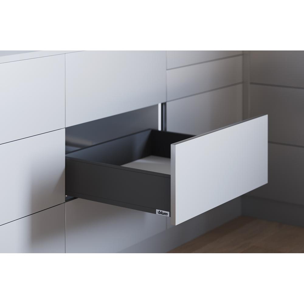 Комплект ящика Блюм LEGRABOX pure, cтандартный ящик BLUMOTION, высота K 500 карбоновый черный 70 кг