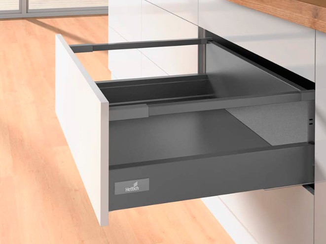 Комплект Хеттих ящика InnoTech Atira, полное выдвижение, H144, NL260, Push to open, антрацит, арт