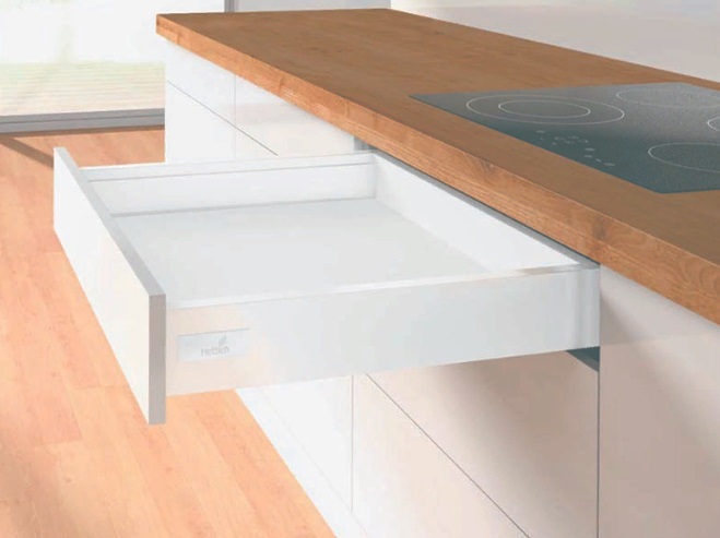 Комплект Хеттих ящика InnoTech Atira, полное выдвижение, H70, NL260, Push to open, белый, арт