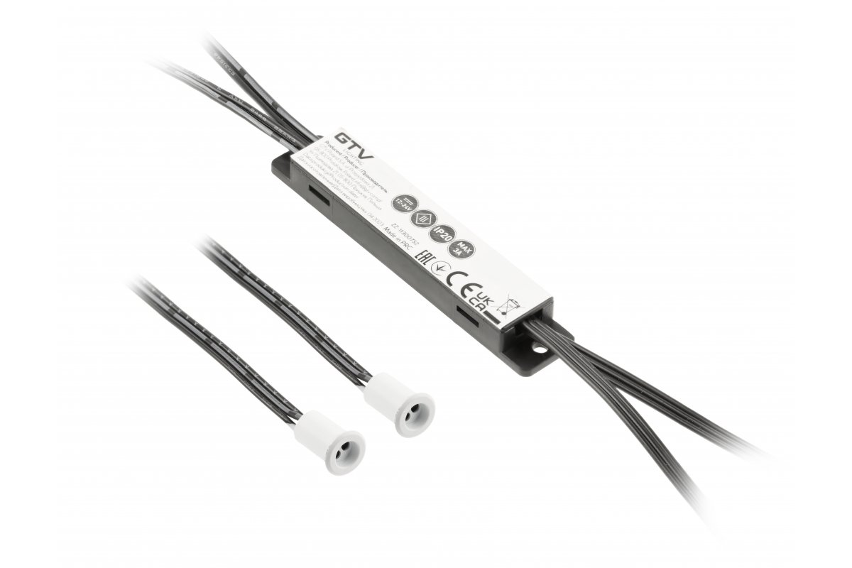 GTV БЕСКОНТАКТНЫЙ ВЫКЛЮЧАТЕЛЬ IXRO IR 12V/36W, 2 ДАТЧИКА,КАБЕЛИ 2М и 1.2М, ЦВЕТ БЕЛЫЙ