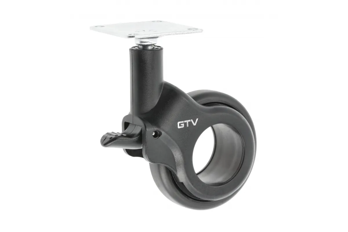 GTV МЕБЕЛЬНОЕ КОЛЁСИКО STRADA, С ТОРМОЗОМ D-60MM, ЦВЕТ ЧЕРНЫЙ МАТОВЫЙ