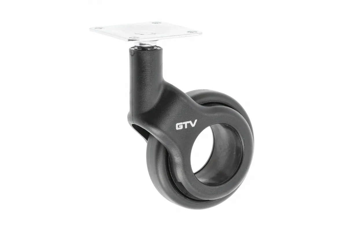 GTV МЕБЕЛЬНОЕ КОЛЁСИКО STRADA, БЕЗ ТОРМОЗА D-60MM, ЦВЕТ ЧЕРНЫЙ МАТОВЫЙ