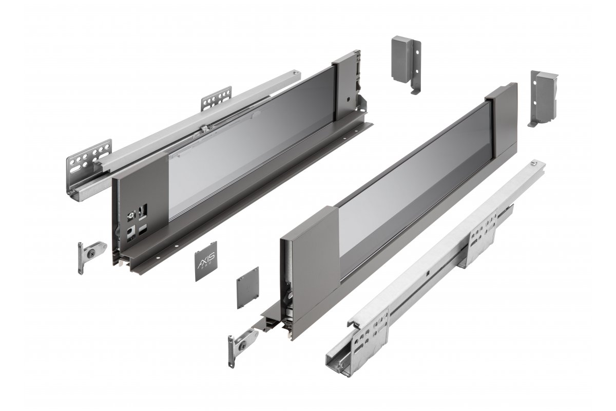 Комплект ящика 120×450 AXIS PRO боковины стеклянные антрацит