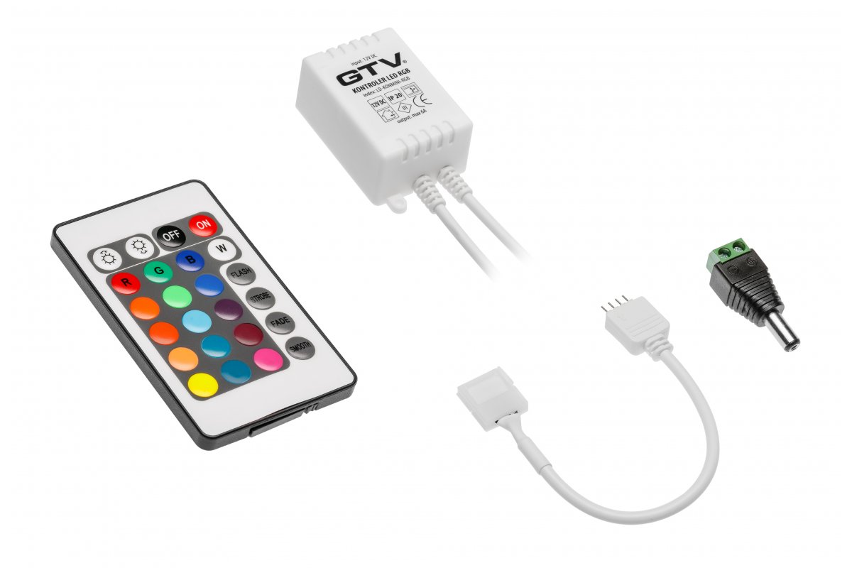 GTV ПУЛЬТ С КОНТРОЛЕРОМ МИНИ ДЛЯ LED RGB, MAX 12V/72W, ЦВЕТ ПЛАСТИК