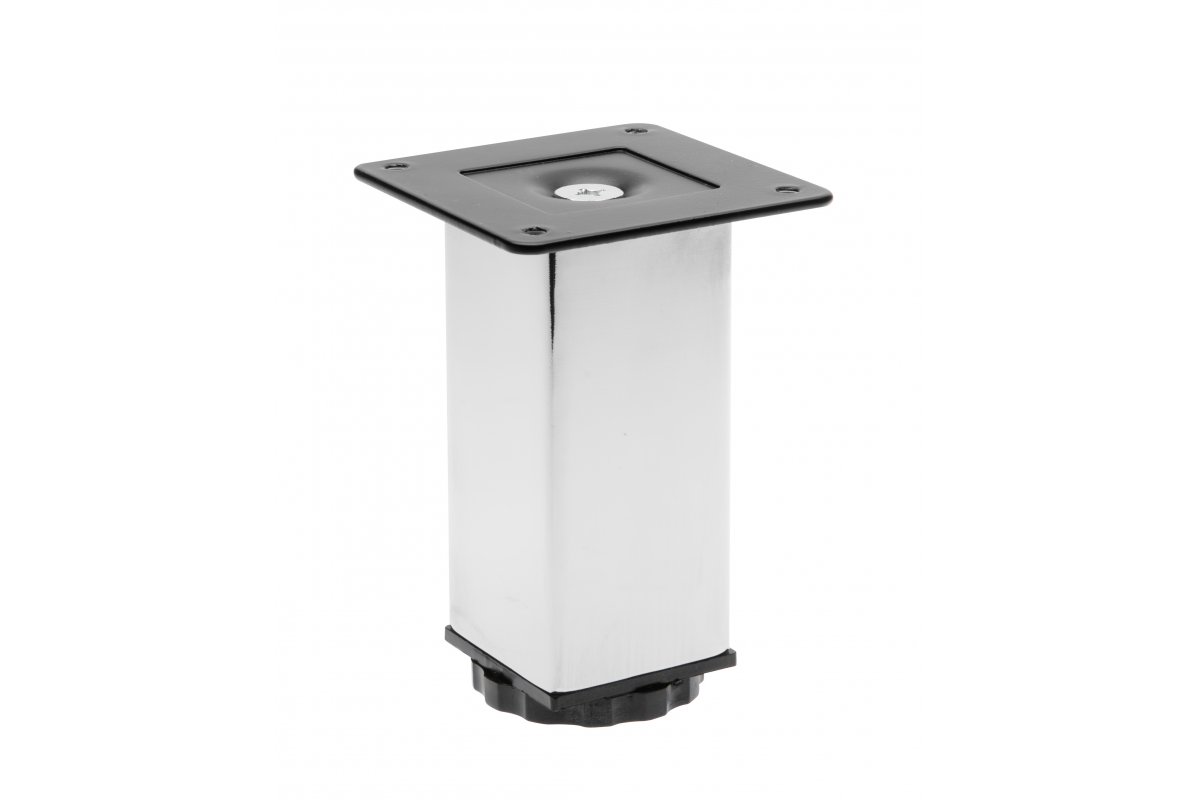 GTV НОЖКА КВАДРАТНАЯ 40×40, ЧЁРНОЕ КРЕПЛЕНИЕ, 100MM, ЦВЕТ ХРОМ