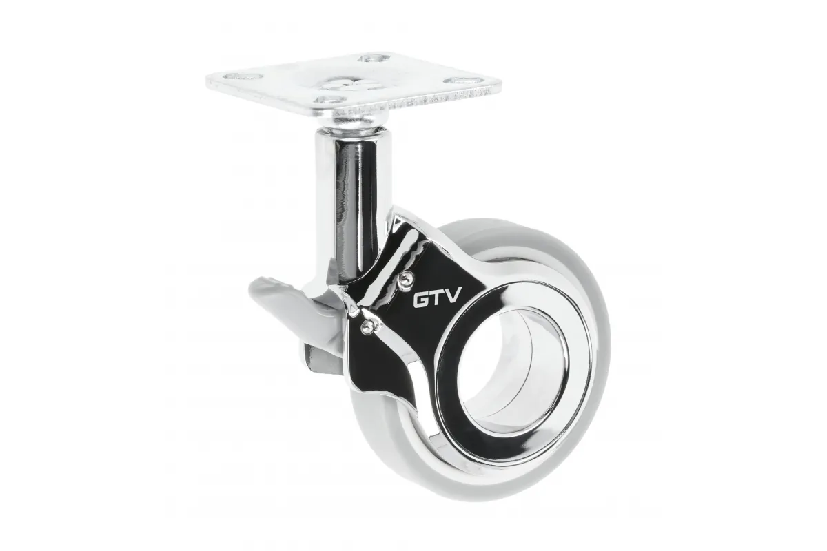 GTV МЕБЕЛЬНОЕ КОЛЁСИКО GIRA, С ТОРМОЗОМ D-60MM, ЦВЕТ СЕРЫЙ МАТОВЫЙ