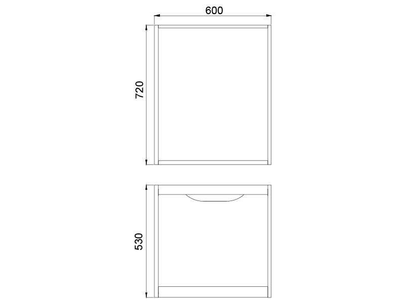 Корпус напольный 60×53×72 глубокий под духовку
