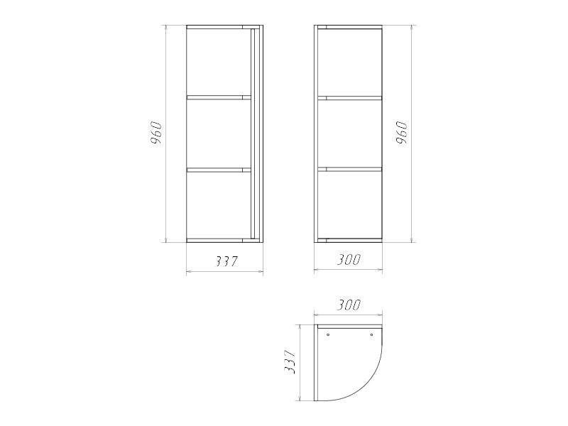 Корпус навесной кухни радиусный 30*34*96 высокий