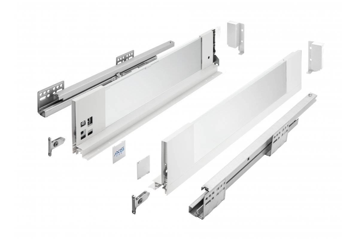 Комплект ящика 120×450 AXIS PRO боковины стеклянные белый