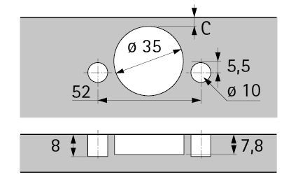 Петля Хеттих Sensys 8646i, угол 110°, чашка TH53, D35, навеска на среднюю стенку (B 3), никелированная