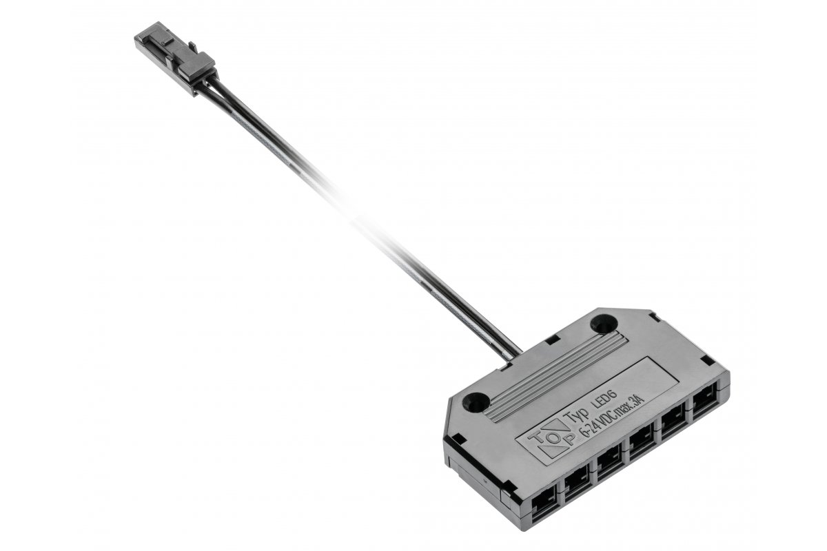 Колодка соединительная на шесть разъемов, с MINI AMP провод 2м черный