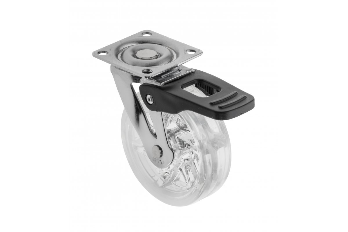 GTV МЕБЕЛЬНОЕ КОЛЁСИКО, С ТОРМОЗОМ SHIFT D-75MM, ЦВЕТ ПРОЗРАЧНЫЙ