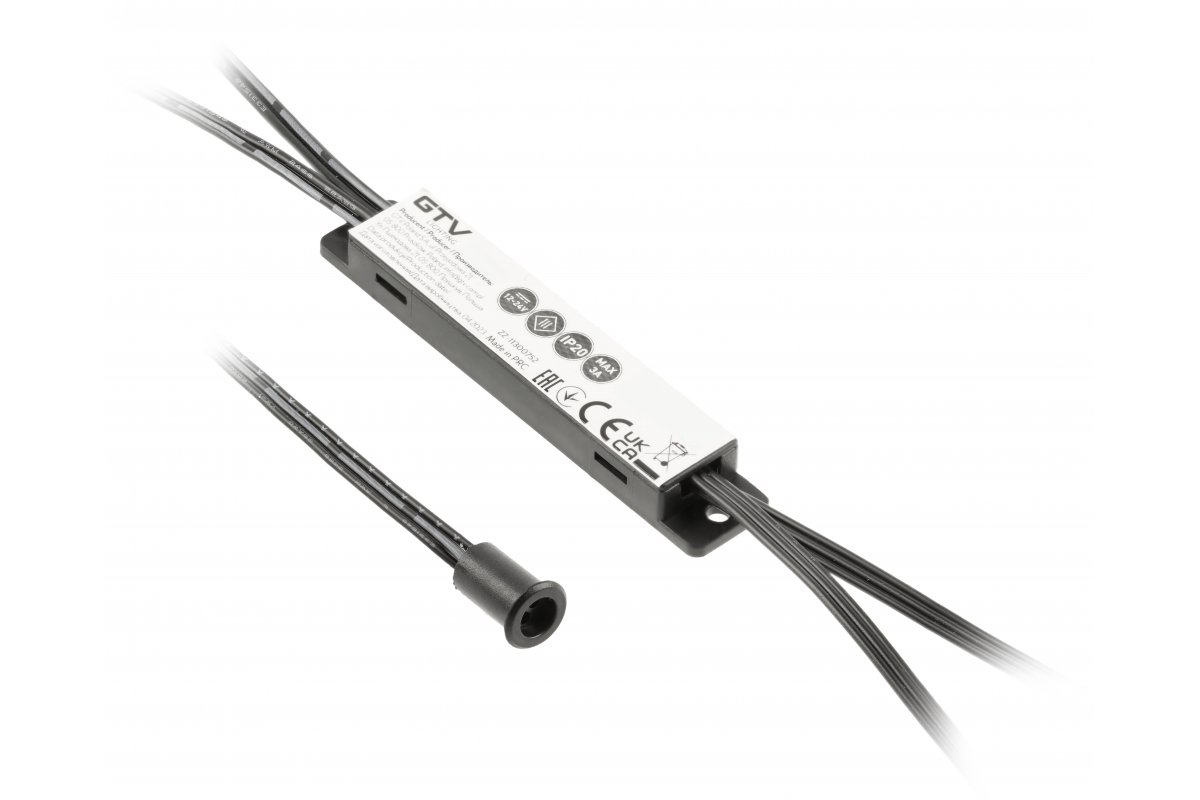 GTV БЕСКОНТАКТНЫЙ ВЫКЛЮЧАТЕЛЬ ECTRO IR 12V/36W, 1 ДАТЧИКА,КАБЕЛИ 2М и 1.2М, ЦВЕТ ЧЕРНЫЙ