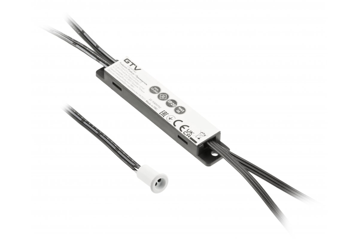 GTV БЕСКОНТАКТНЫЙ ВЫКЛЮЧАТЕЛЬ ECTRO IR 12V/36W, 1 ДАТЧИКА,КАБЕЛИ 2М и 1.2М, ЦВЕТ БЕЛЫЙ