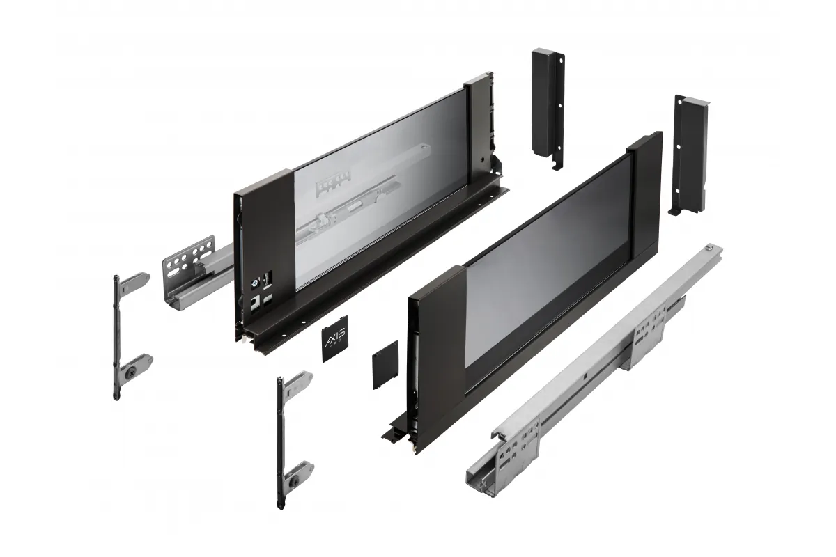 GTV КОМПЛЕКТ ЯЩИКА AXISPRO H-168MM L-500MM, БОКОВИНА СТЕКЛЯННАЯ, ЦВЕТ ЧЕРНЫЙ