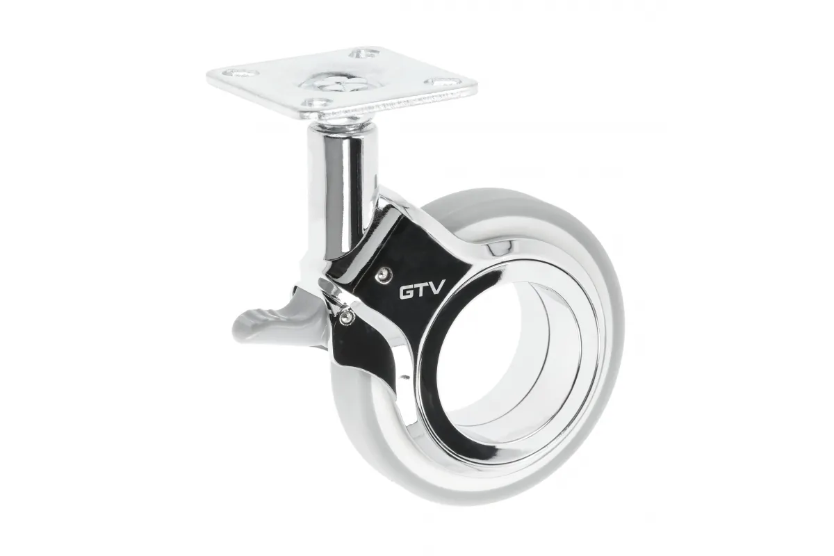 GTV МЕБЕЛЬНОЕ КОЛЁСИКО GIRA, С ТОРМОЗОМ D-75MM, ЦВЕТ СЕРЫЙ МАТОВЫЙ